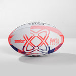 Senior Touch Rugby ball in white, fluro orange and navy. Made for training and games. 