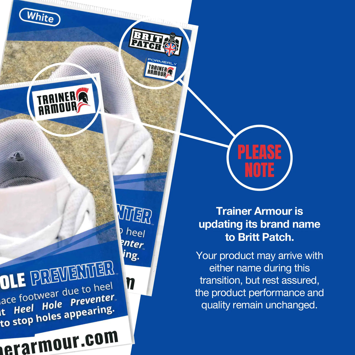 Trainer Armour is updating its brand name to Britt Patch - announcement - heel hole preventer