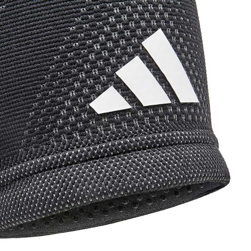 close up of adidas Aeroready Knee Support, showing the sweat-wicking Aeroready material 