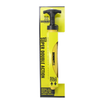 Summit Super Double Action hand pump in its original retail packaging, featuring a bright yellow and black design.