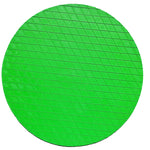 Underneath view of a single fluro green rubber agility marker