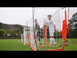 Rebound net and soccer goal in one. Video of bownet 3x5' goal being used by soccer players for training and rebounding soccer balls. 