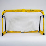 SUMMIT x Football Australia metal folding soccer goal fully assembled – perfect for clubs, schools and backyards. Aluminium style soccer goal on white background 180cm 6ft is size