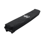 A black wheeled carrying bag for Bownet Soccer Goals with the Bownet logo on the side.
