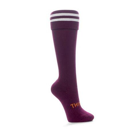Thinskins Technical Sport Long Socks - Striped Top Apparel SUMMIT Maroon/White S 