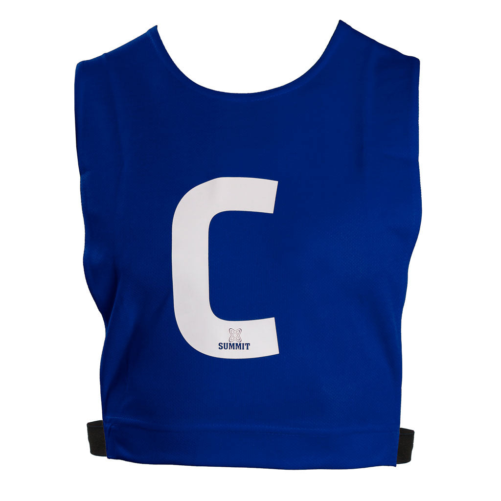 Blue Netball Bib with C for Centre on bib