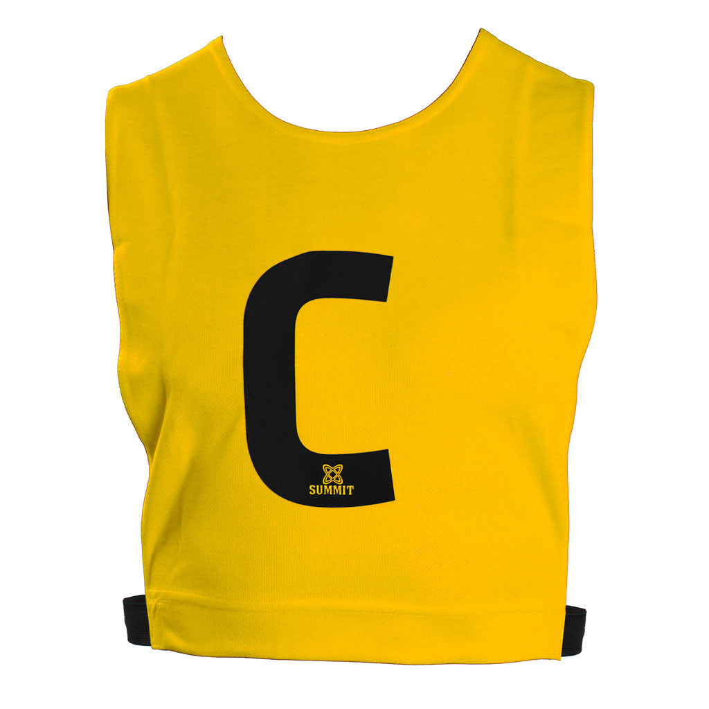 Yellow centre netball bib with elastic sides. Can be used for netball traiing. Netball bib fits kids and adult netballers.