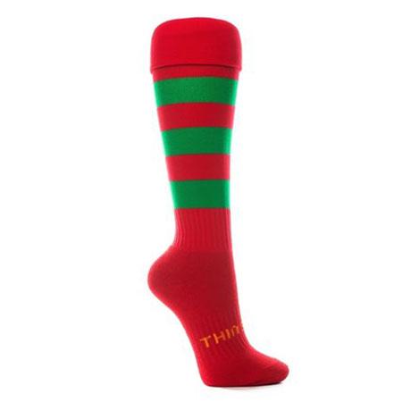 Thinskins Technical Sport Long Socks - Hoops Apparel SUMMIT Red/Green (Old Sth Sydney) S 