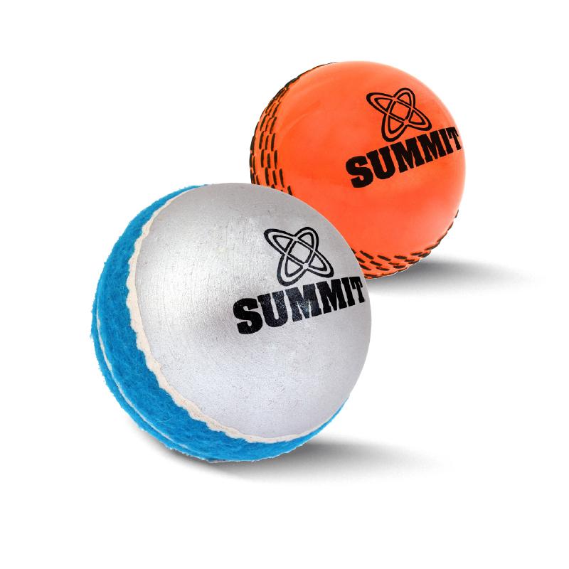 2 ball pack for cricket. Pack comes with a soft plastic cricket ball and a tennis swing style cricket ball