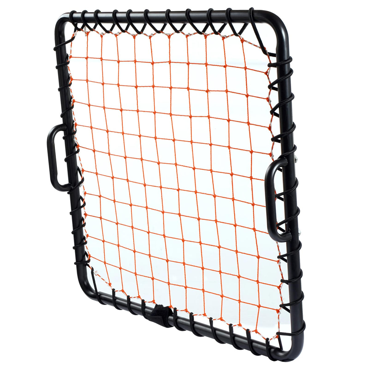 Hand held rebounder for club training. Aluminium frame. Nylon net with elasticated ends. 71cm size is easy for coaches to use