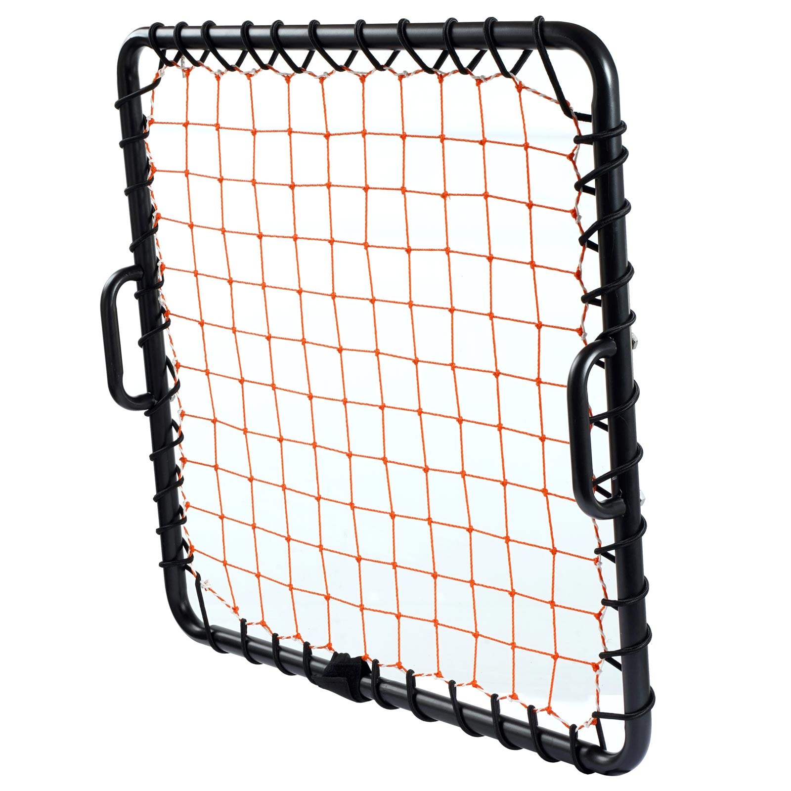 Hand held rebounder for club training. Aluminium frame. Nylon net with elasticated ends. 71cm size is easy for coaches to use