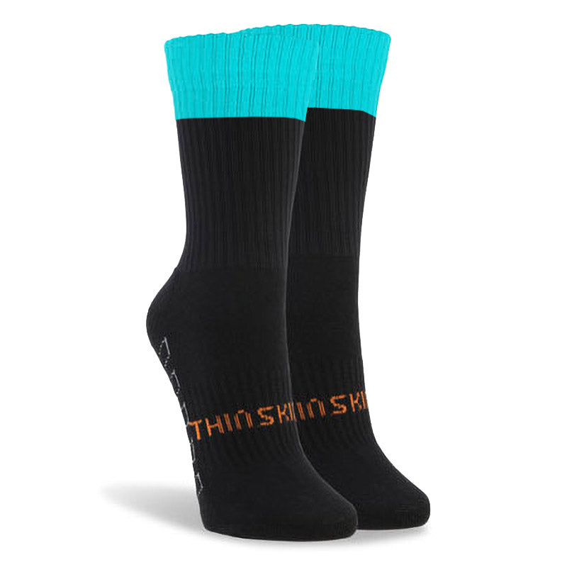 Black and Teal Thinskins short sports socks for training, playing or matches. Make sure you are ready for any game with the pack of 6 short sports socks. Designed for the player to be ready for any game.