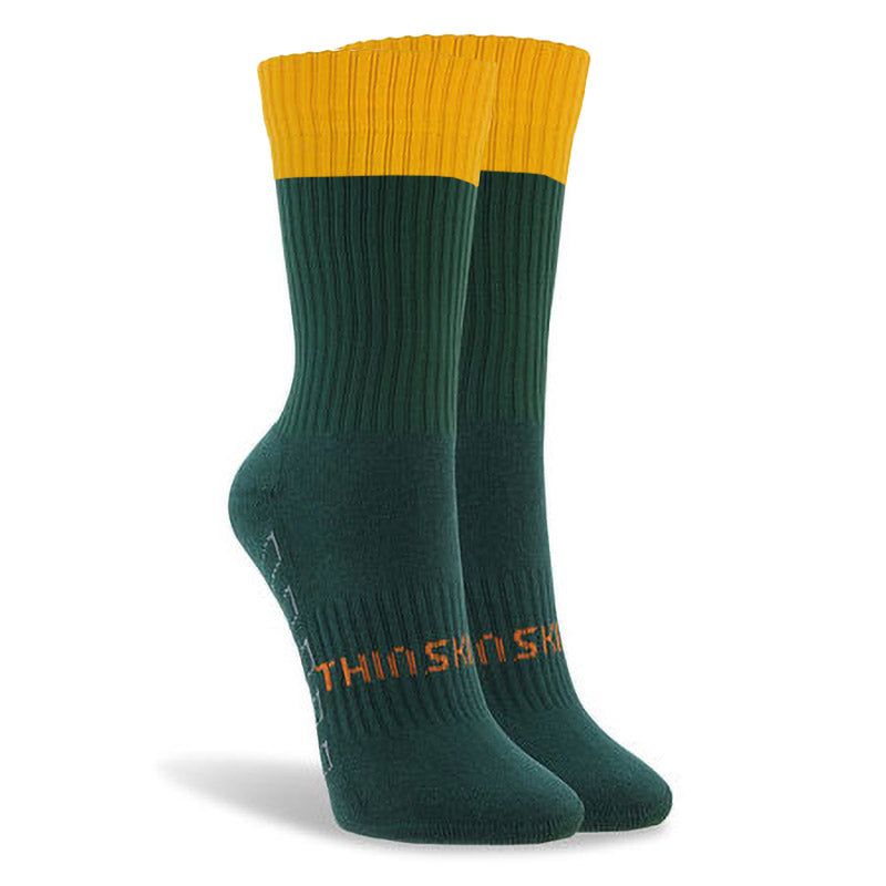 Bottle and gold Thinskins short sports socks for training, playing or matches. Make sure you are ready for any game with the pack of 6 short sports socks. Designed for the player to be ready for any game.