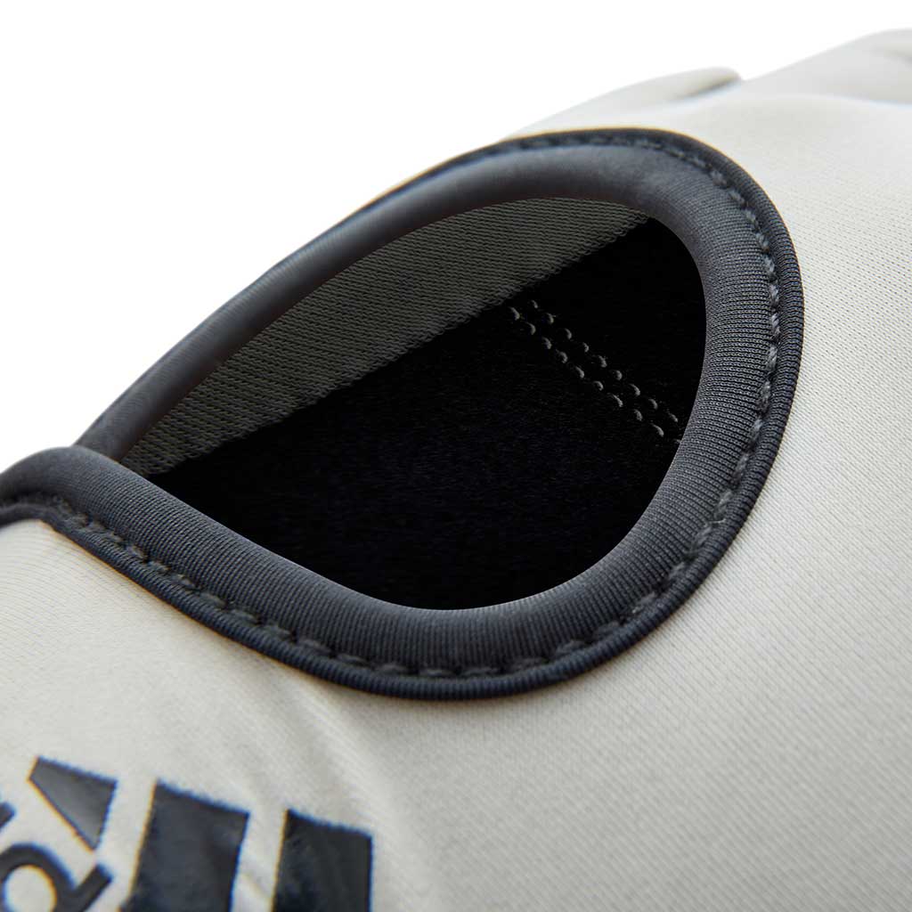 adidas fitness womens essential glove in grey (stone) close up showing ventilation and construction for optimum comfort.