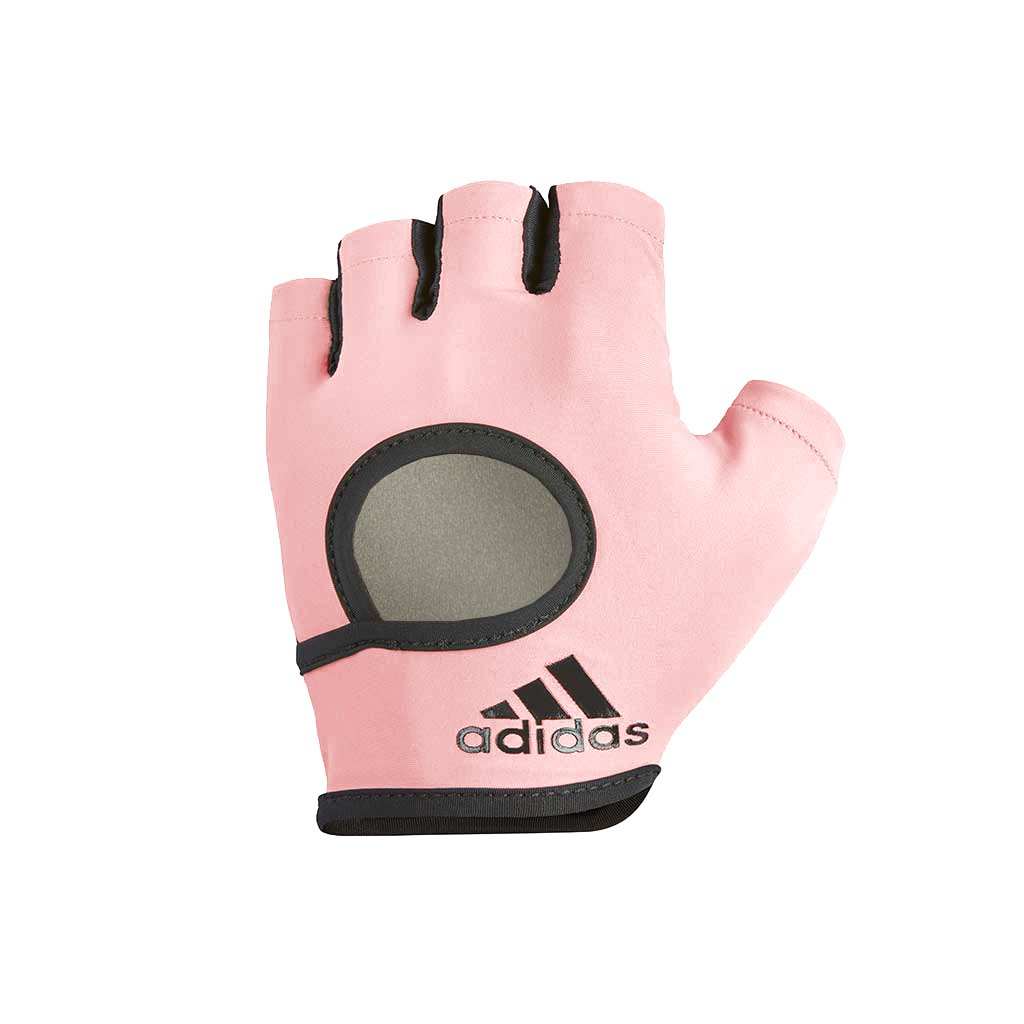 adidas womens, fingerless, essential gloves are availbale in glory pink.