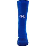 front facing blue crew sock anti slip grip sock by Kelme. Sports sock with grip in crew style