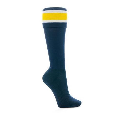 Thinskins Technical Sport Long Socks - Striped Top Apparel SUMMIT Navy/White/Gold (Cowboys) S 