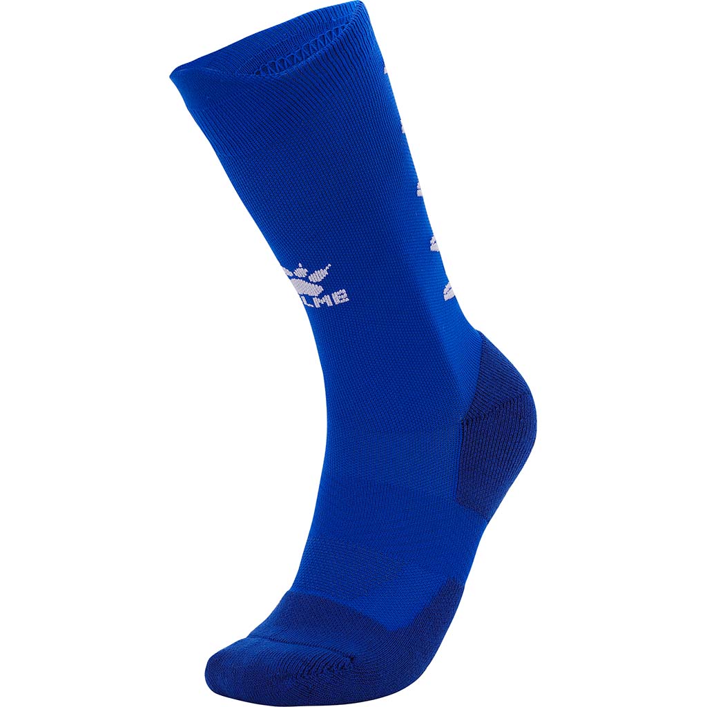 blue crew sock anti slip grip sock by Kelme. Sports sock with grip in crew style. Blue colour