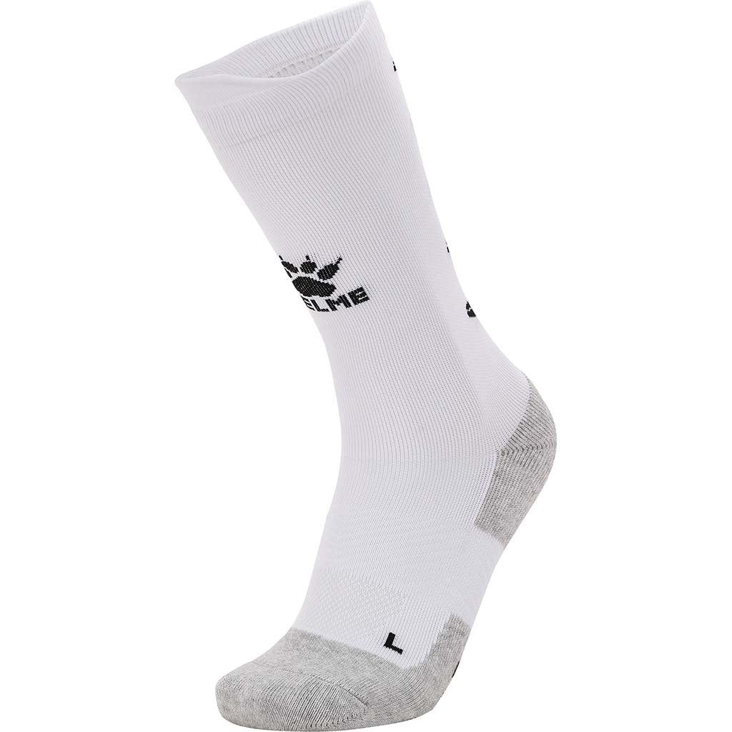 white crew sock anti slip grip sock by Kelme. Sports sock with grip in crew style