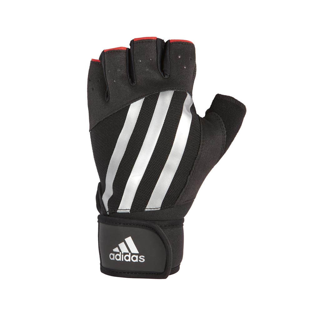 adidas elite training gloves incorporate palm padding and an adjustable wrist strap allowing for max comfort, grip and protection.