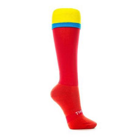 Thinskins Technical Sport Long Socks - Striped Top Apparel SUMMIT Red/Gold/Teal (GC Suns) S 