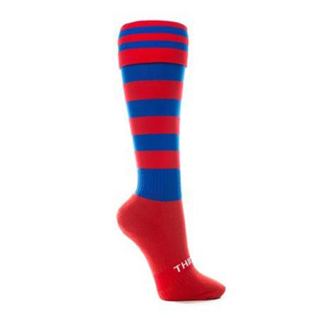 Thinskins Technical Sport Long Socks - Stripe/Hoop Combo Apparel SUMMIT Red/Royal (Old Newcastle) S 