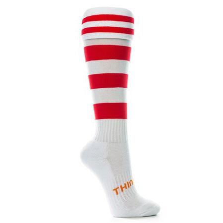 Thinskins Technical Sport Long Socks - Stripe/Hoop Combo Apparel SUMMIT White/Red (Old St George) S 