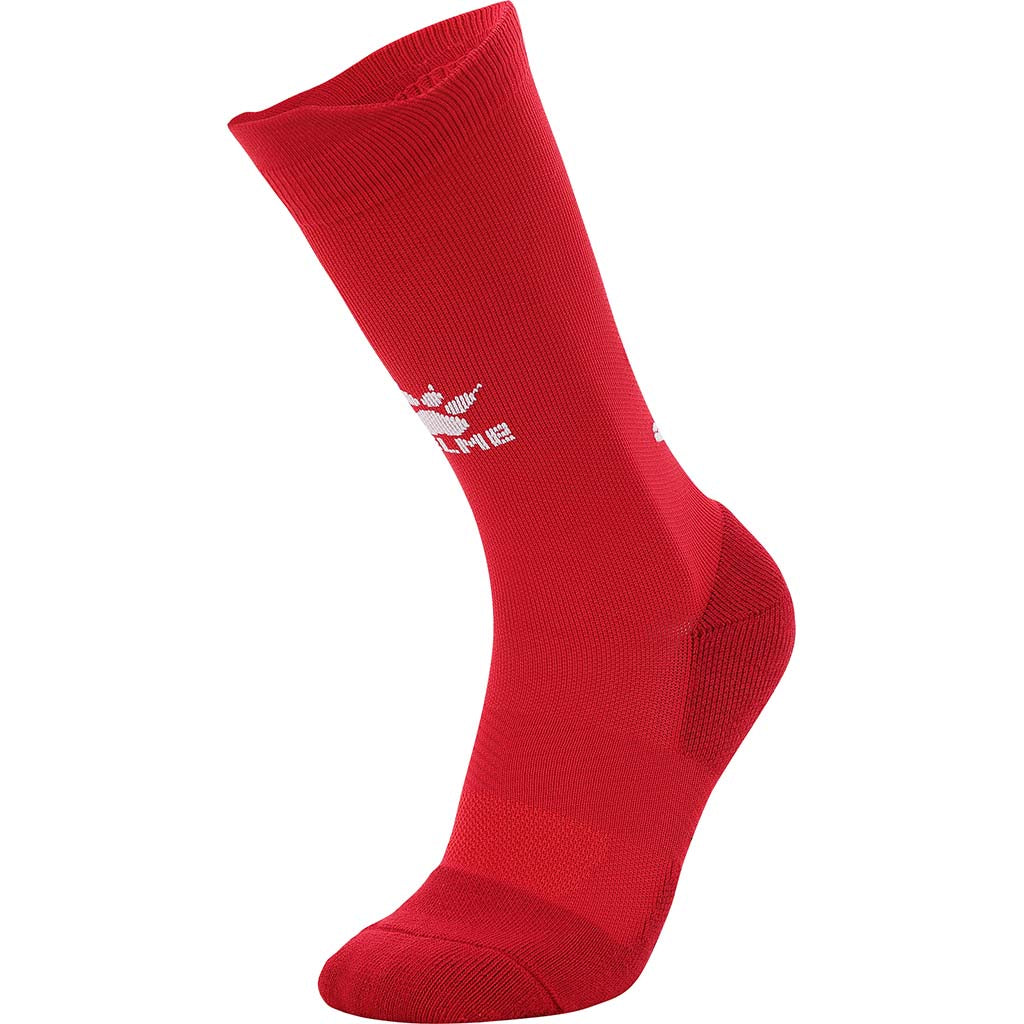 red crew sock anti slip grip sock by Kelme. Sports sock with grip in crew style