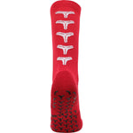 red colour from back crew sock anti slip grip sock by Kelme. Sports sock with grip in crew style