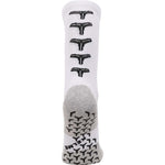 rear facing white crew sock anti slip grip sock by Kelme. Sports sock with grip in crew style